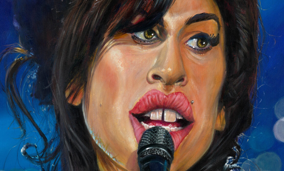 Close-up of Amy Winehouse portrait by Derren Brown