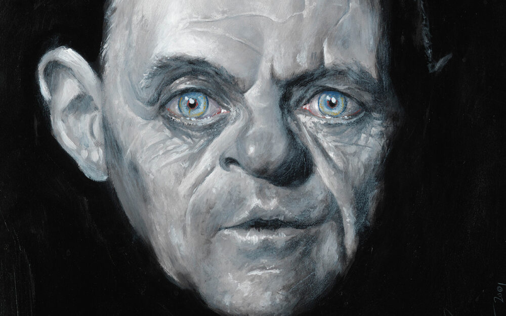 Close-up of Anthony Hopkins portrait by Derren Brown