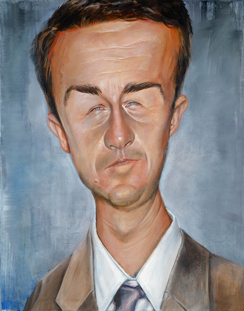 Edward Norton portrait by Derren Brown