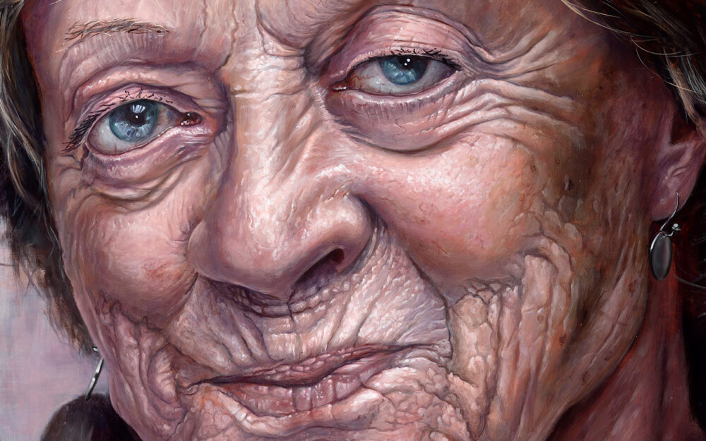 Close-up of Maggie Smith portrait by Derren Brown