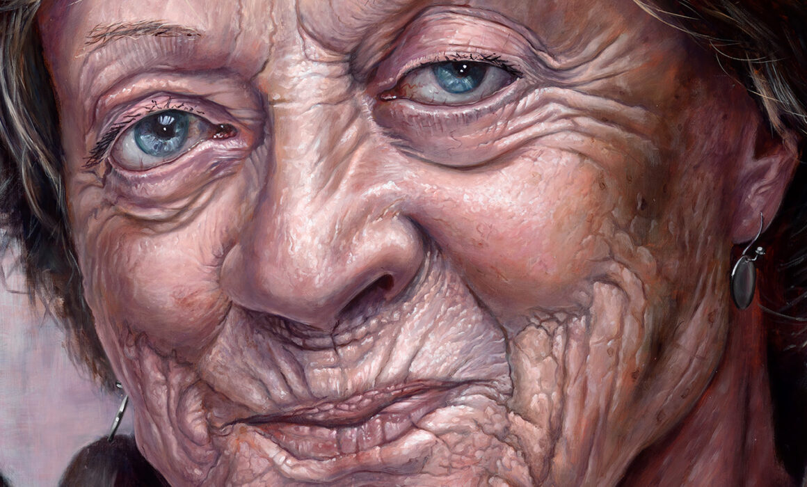 Close-up of Maggie Smith portrait by Derren Brown