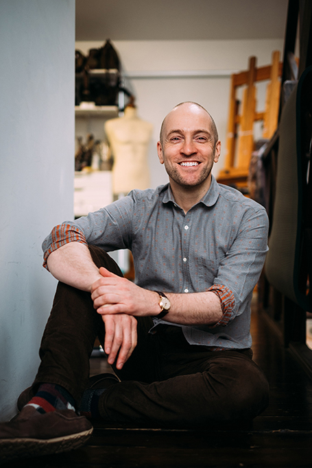 Derren Brown relaxes in his art studio